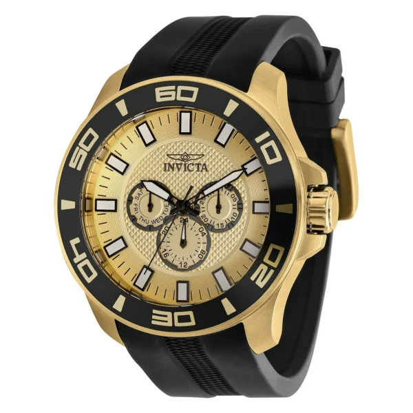Invicta Pro Diver Men Stainless Steel Gold Dial Chronograph Quartz Watch